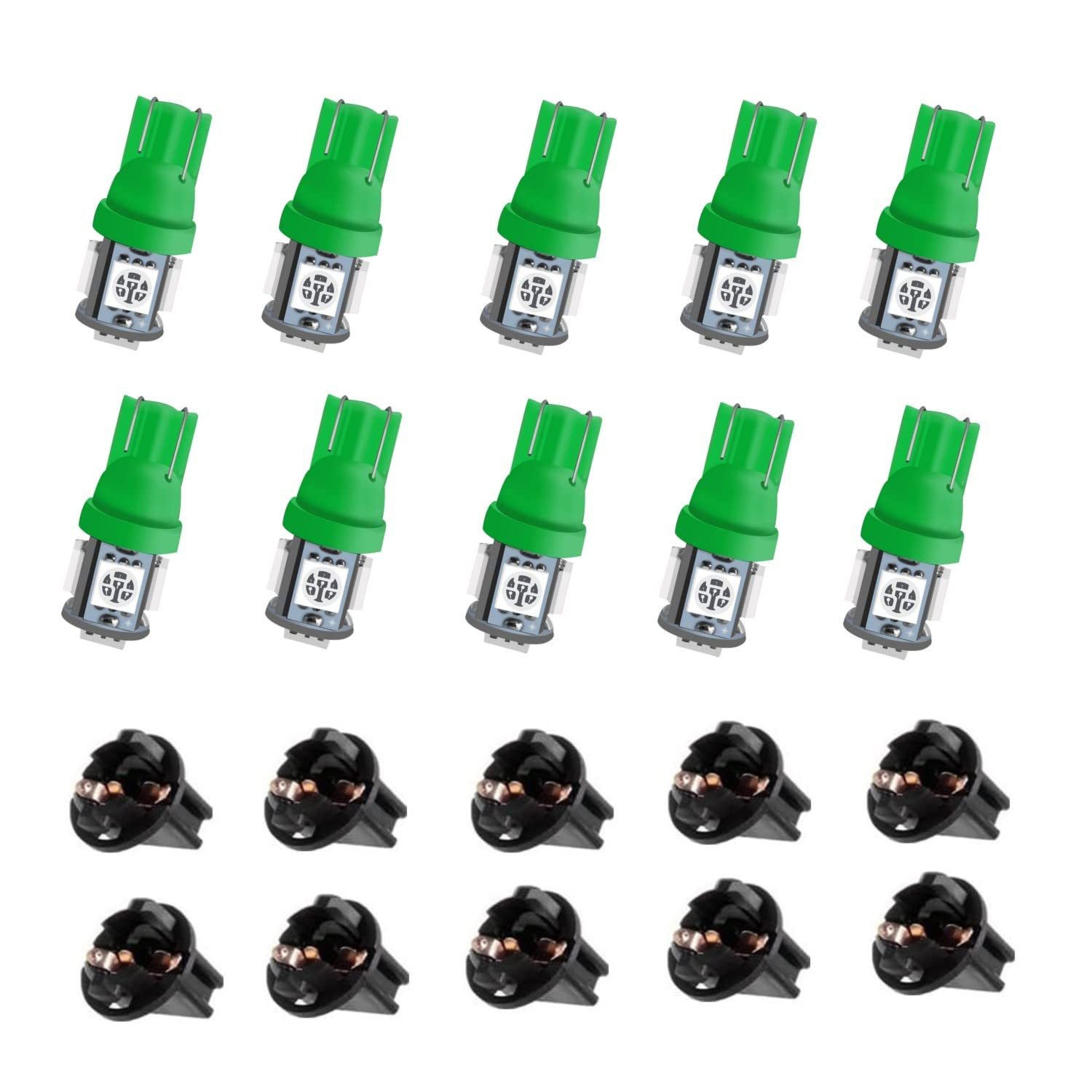 Cusmme 10Pack T10 194 168 Led Light Bulb 158 Pc194 Pc195 Pc160 Pc161 Pc168 Instrument Panel Gauge Cluster Dashboard Automotive Light Bulb Green