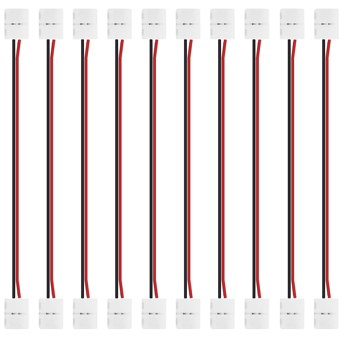 LightingWill 10pcs/Pack Strip to Strip with Wire Solderless Snap Down 2Pin Conductor LED Strip Connector for 8mm Wide 3528 2835 
