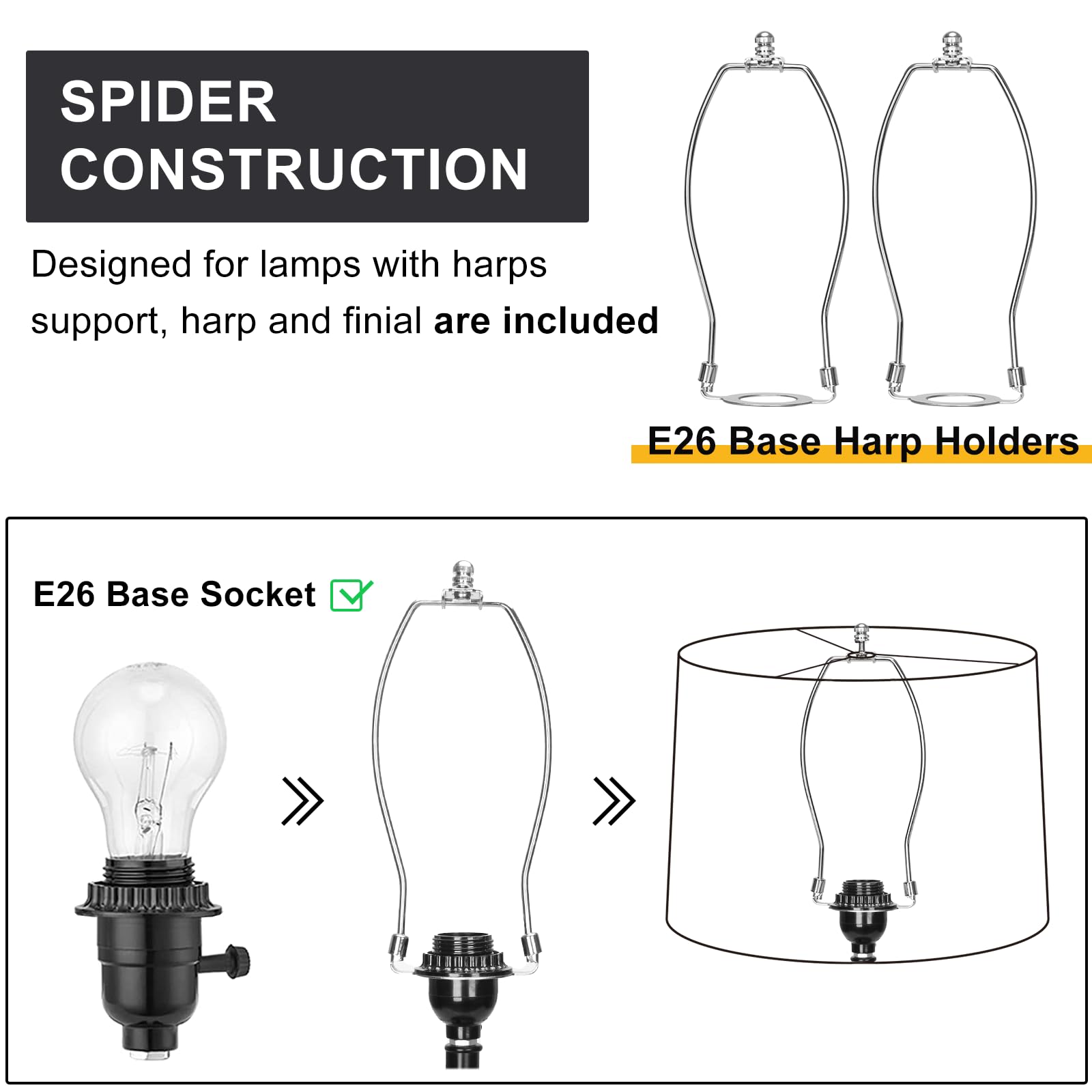 Lampshades Set Of 2, Black Fabric Lampshades 11.6'' Top X 12.6'' Bottom X 9.8'' High Drum Lampshades For Table Lamps, Floor Lamp