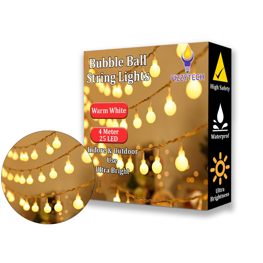 fizzytech Plastic Bubble Ball String Lights Of Home Decoration Diwali Light For Party Birthday Diwali Christmas Navratri Valenti