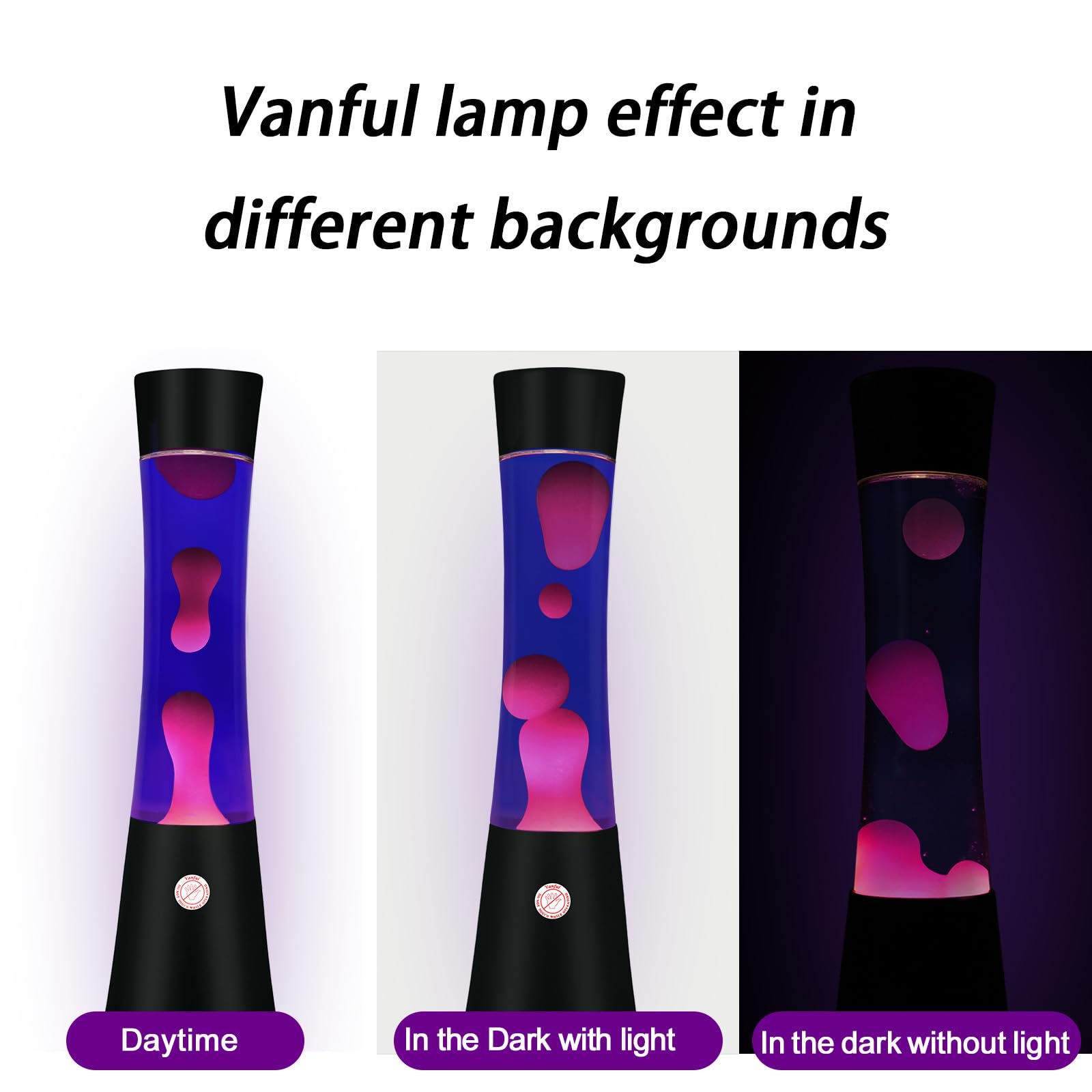 Vanful Liquid Motion Lamp - 16in Purple & White Wax, Black Base, Mood Lighting for Home, Office, Bedroom, Christmas Party Decoration