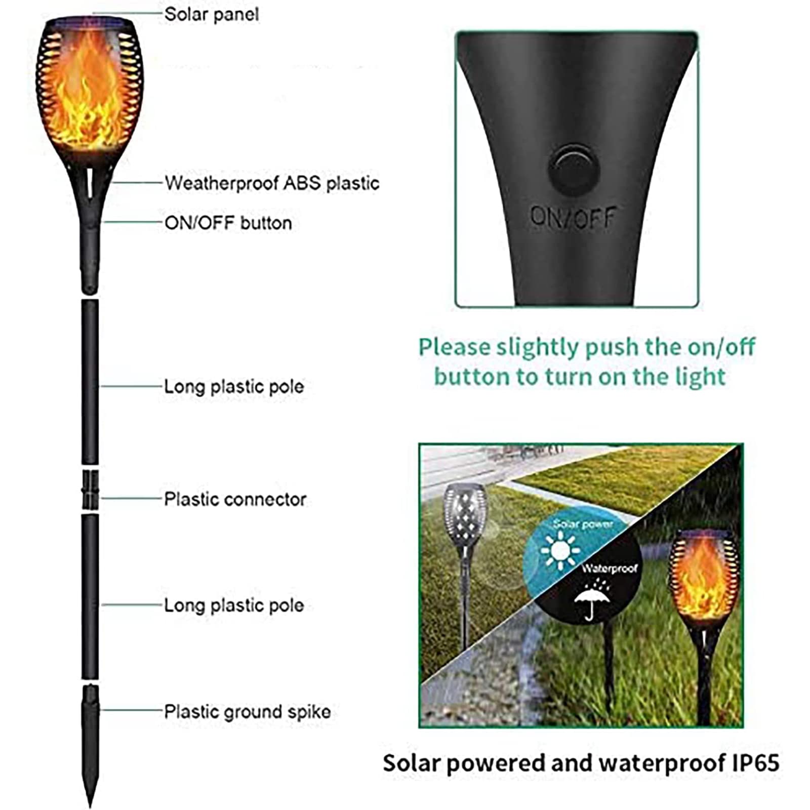 Youngpower Solar Outdoor Torch Lights Flickering Flame, 43'' Outdoor Path Lights Waterproof Torch For Garden Yard Patio, 8 Pack