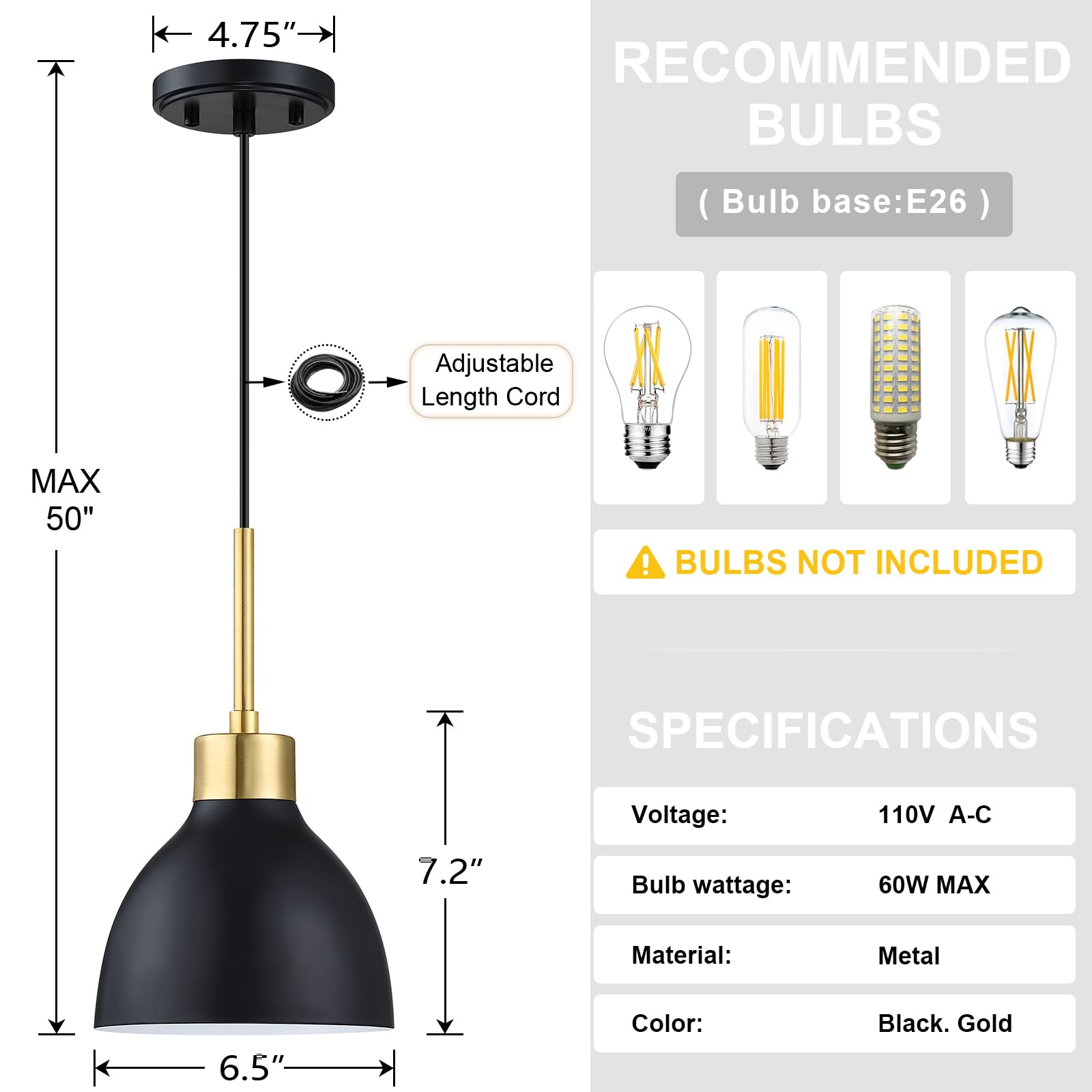 2 Pack 1 Light Kitchen Island Mini Hanging 6.5'' Metal Drum Pendant Ceiling Light Industrial Fixtures,Black Gold Finish For Over