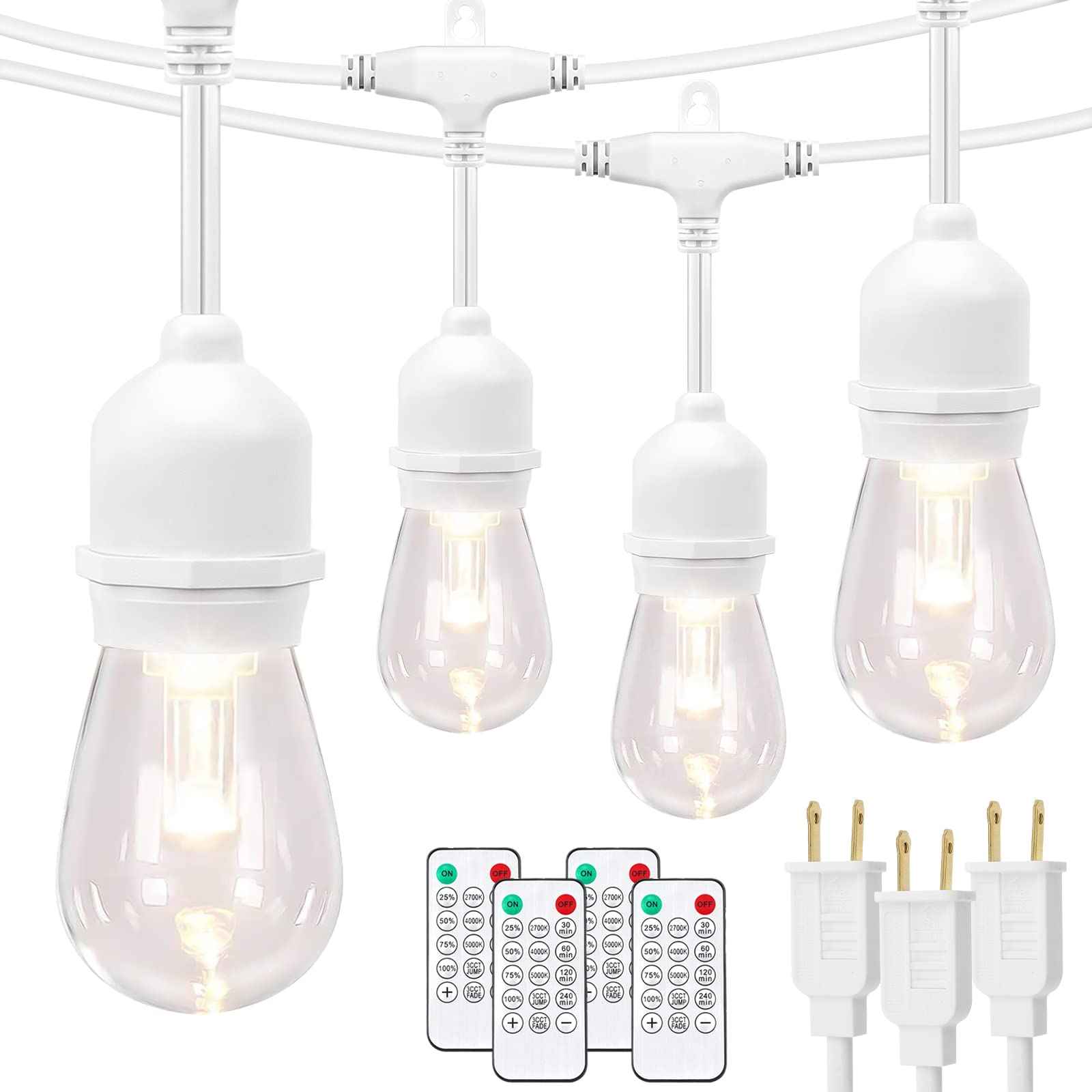 Mlambert 3 Color Outdoor LED Dimmable String Lights with Remote, Plug in 144FT(3x48FT) Waterproof Shatterproof LED Light for Pat