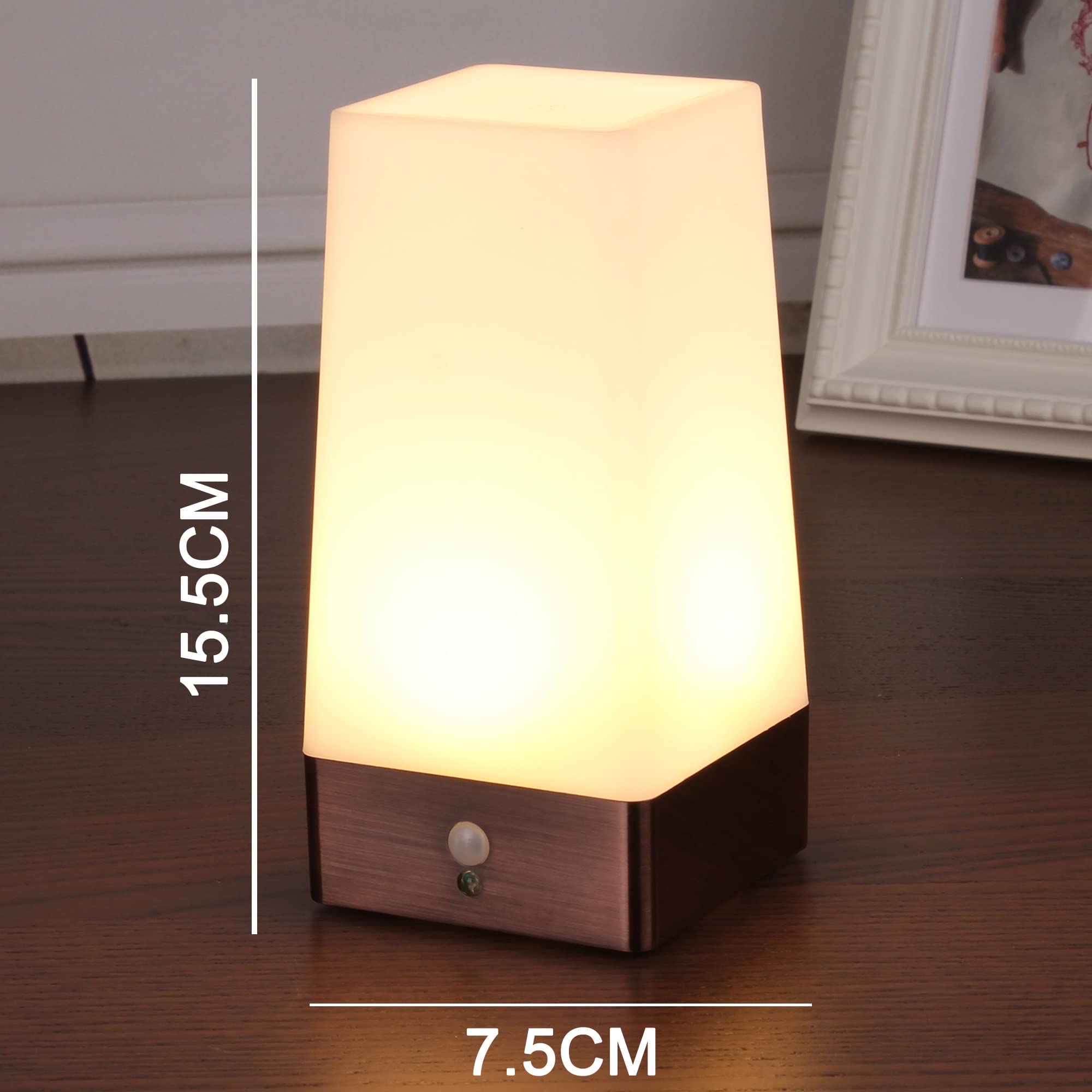 Yucanucax 2Pack Square Retro Led Night Light,Bedside Lamp With Wireless Pir Led Motion Sensor Night Light, Battery Powered Light