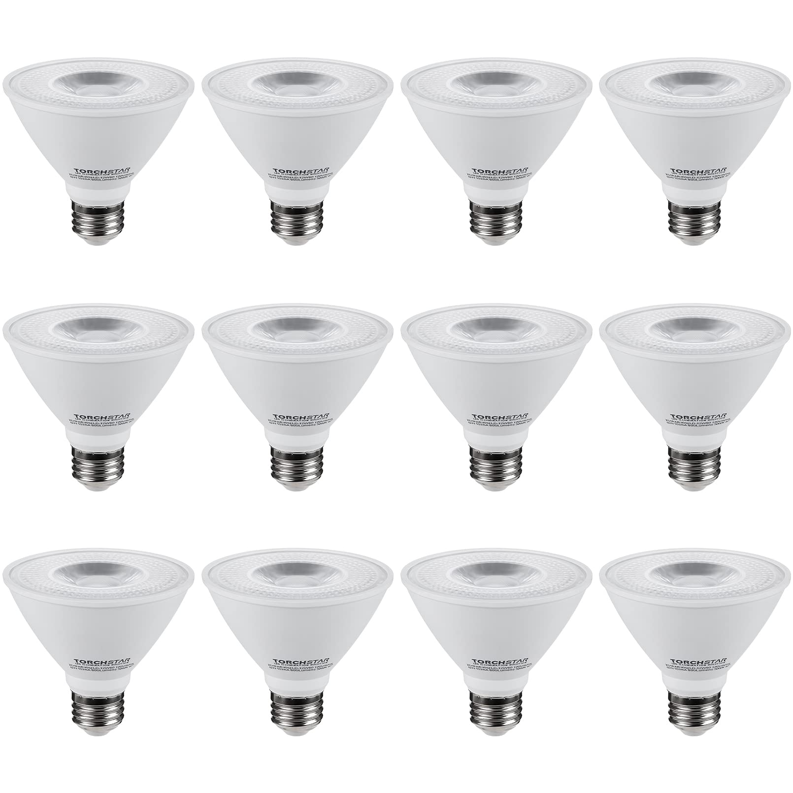 TORCHSTAR PAR30 LED Bulb 8W Equivalent 75W Dimmable 800 Lumens 5000K Daylight 12-Pack E26 Medium Base