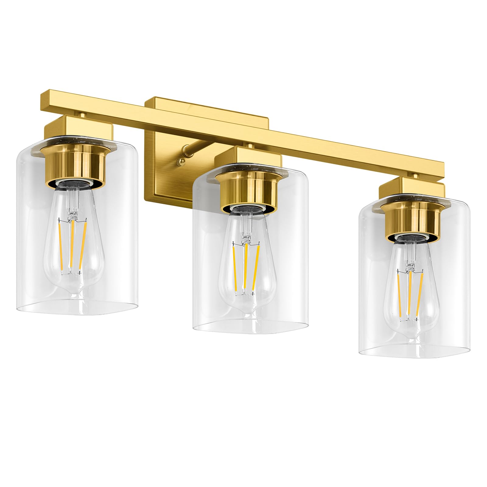 Beslowe 3-Light Bathroom Light Fixtures, Modern Gold Bathroom Vanity Light, Bathroom Lighting Fixtures Over Mirror, Matte Gold B