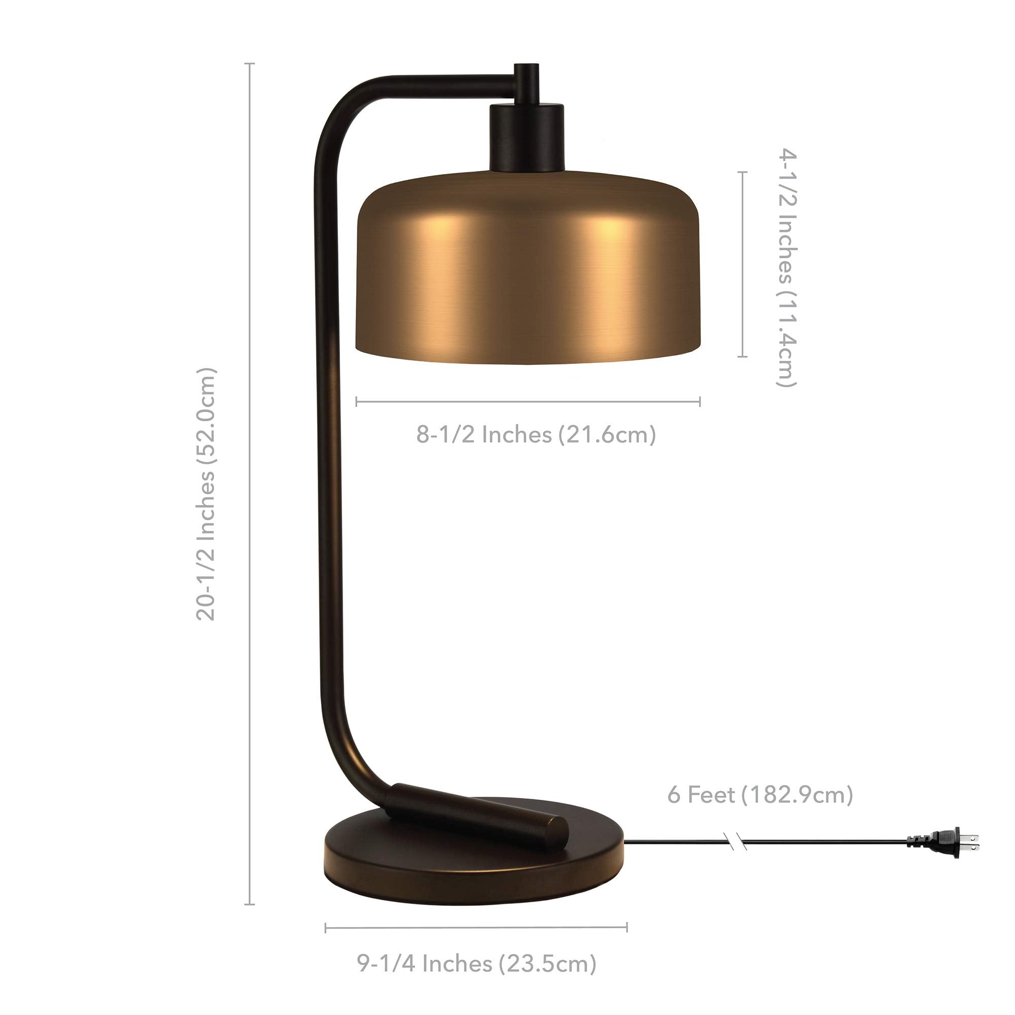 Cadmus 20.5'' Tall Table Lamp With Metal Shade In Blackened Bronze/Brass/Brass
