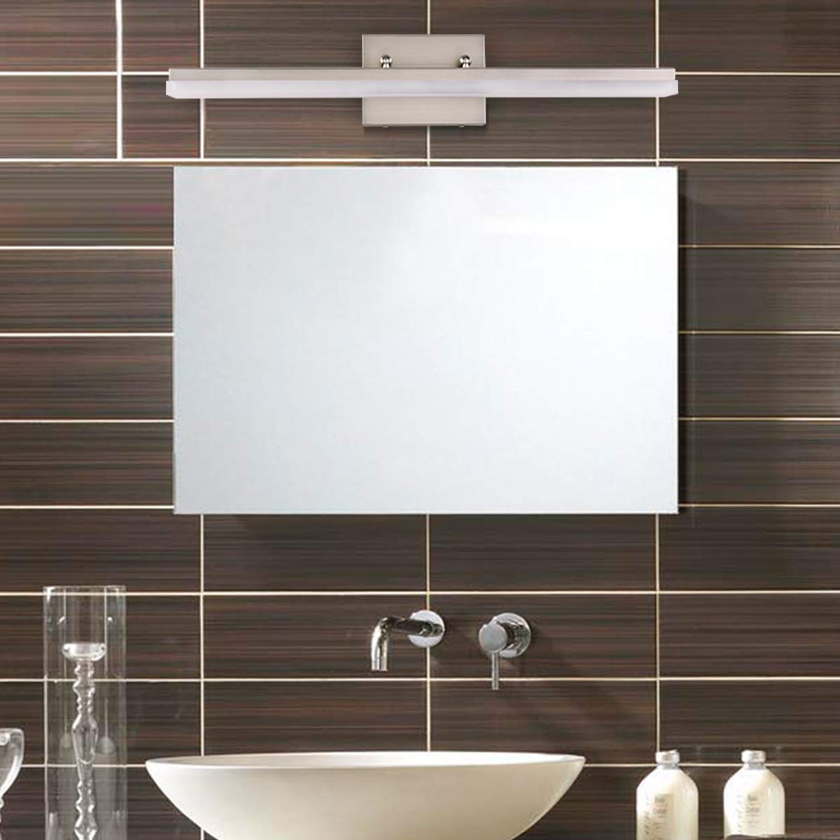 Mirrea 24In Modern Led Vanity Light For Bathroom Lighting Dimmable 24W Brushed Nickel (Cold White 5000K)