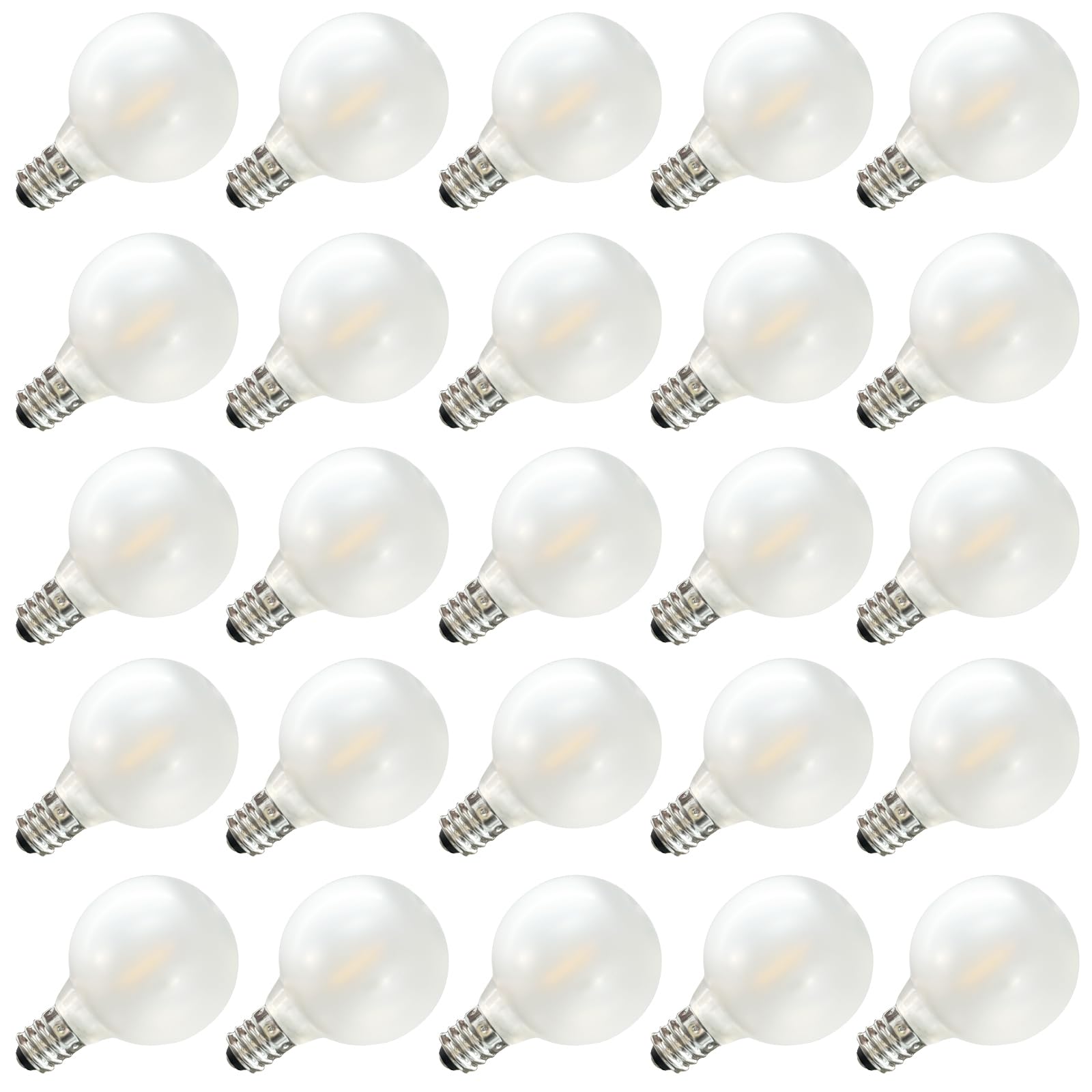 Sunsgne 25 Pack G40 Led Replacement Light Bulbs, E12 Screw Base Shatterproof Led Globe Frosted Bulbs Light For Indoor Outdoor St