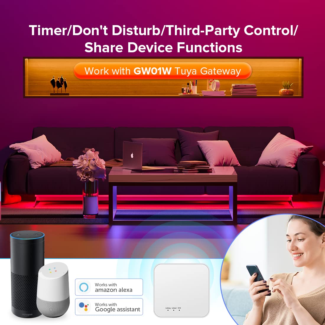 Btf-Lighting C04Rf Tuya Controller Support Pwm 5050Smd Fcob Cob Rgbw (+ R G B W) 5Pin Led Strip Support With Wr02Rf Rc03Rfb Rf R