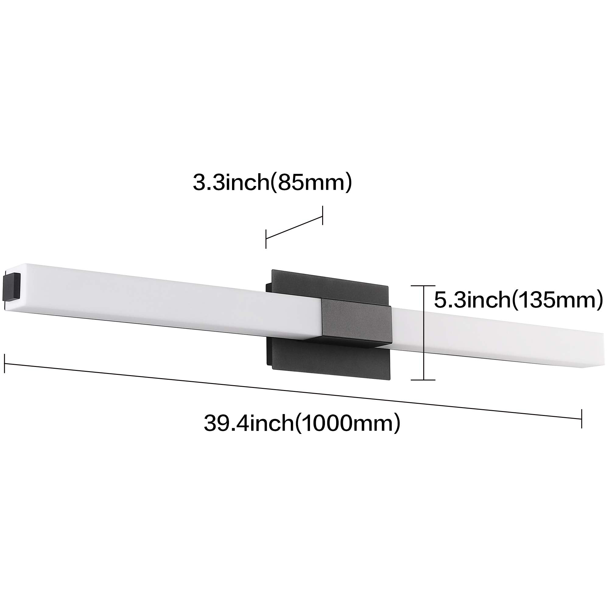 ZUZITO Black Modern Bathroom Light Fixtures 39.4 inch LED Vanity Lights Bar Matte Black Metal Not Dimmable Model 4