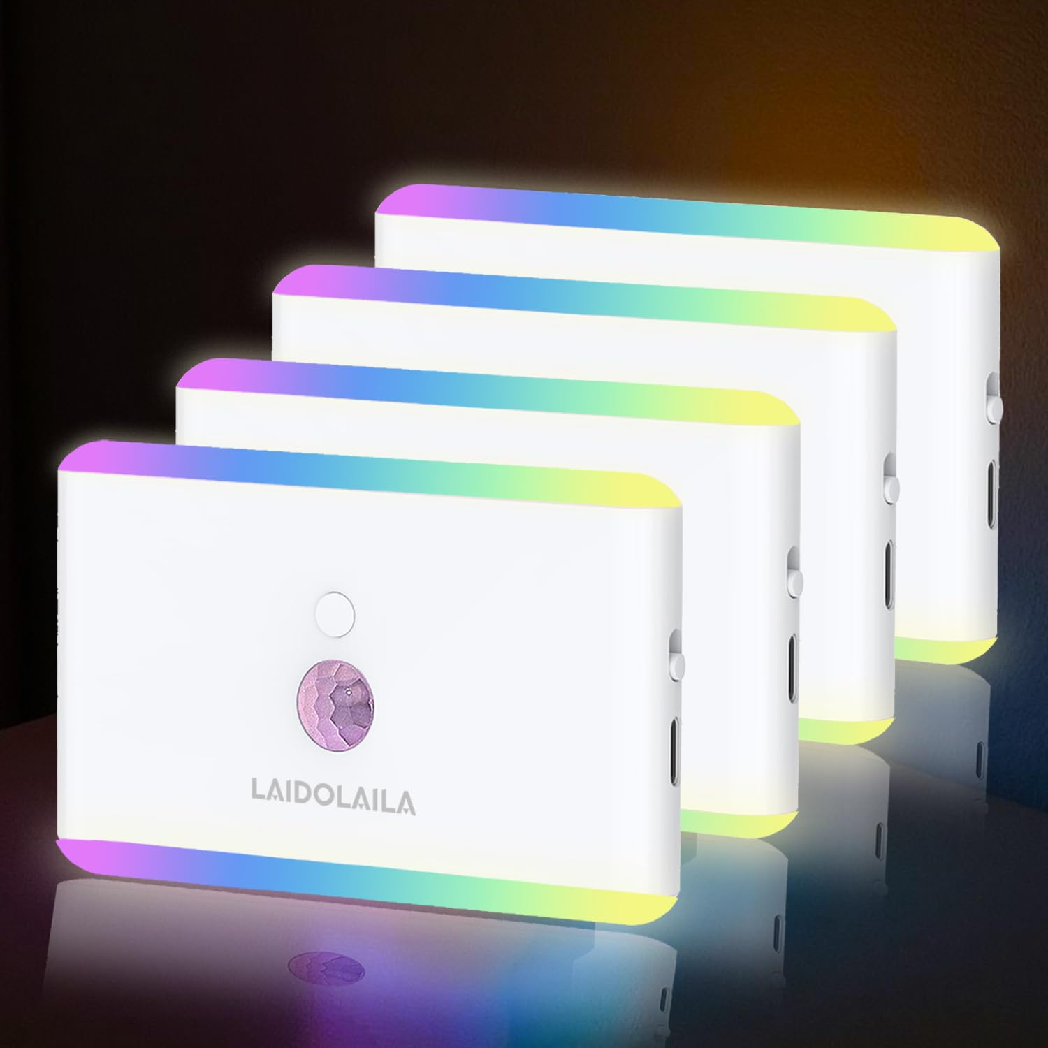 4-Pack Motion Sensor Night Light - Cruise Approved, Magnetic & Rechargeable with USB, RGB Color-Changing Modes, LED Auto Nightli