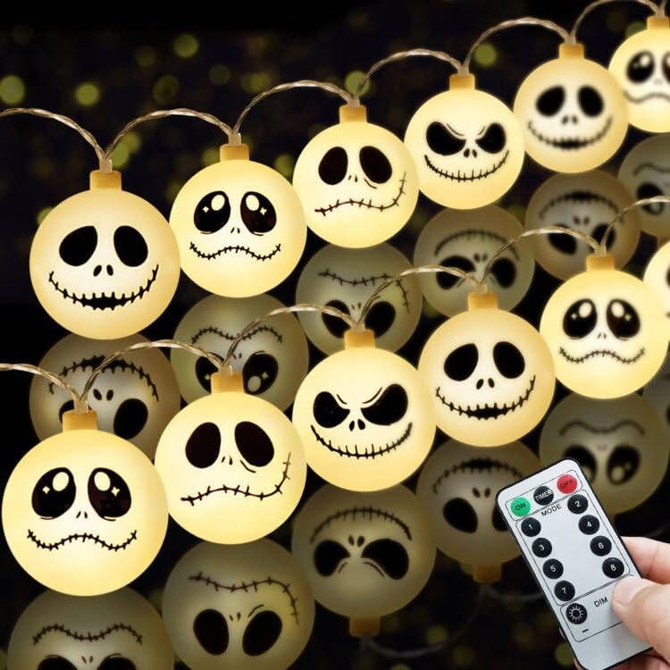 30 LED Battery Operated Halloween Lights for Nightmare Christmas Decorations, Battery Outdoor Lights for Indoor Outdoor Decorati