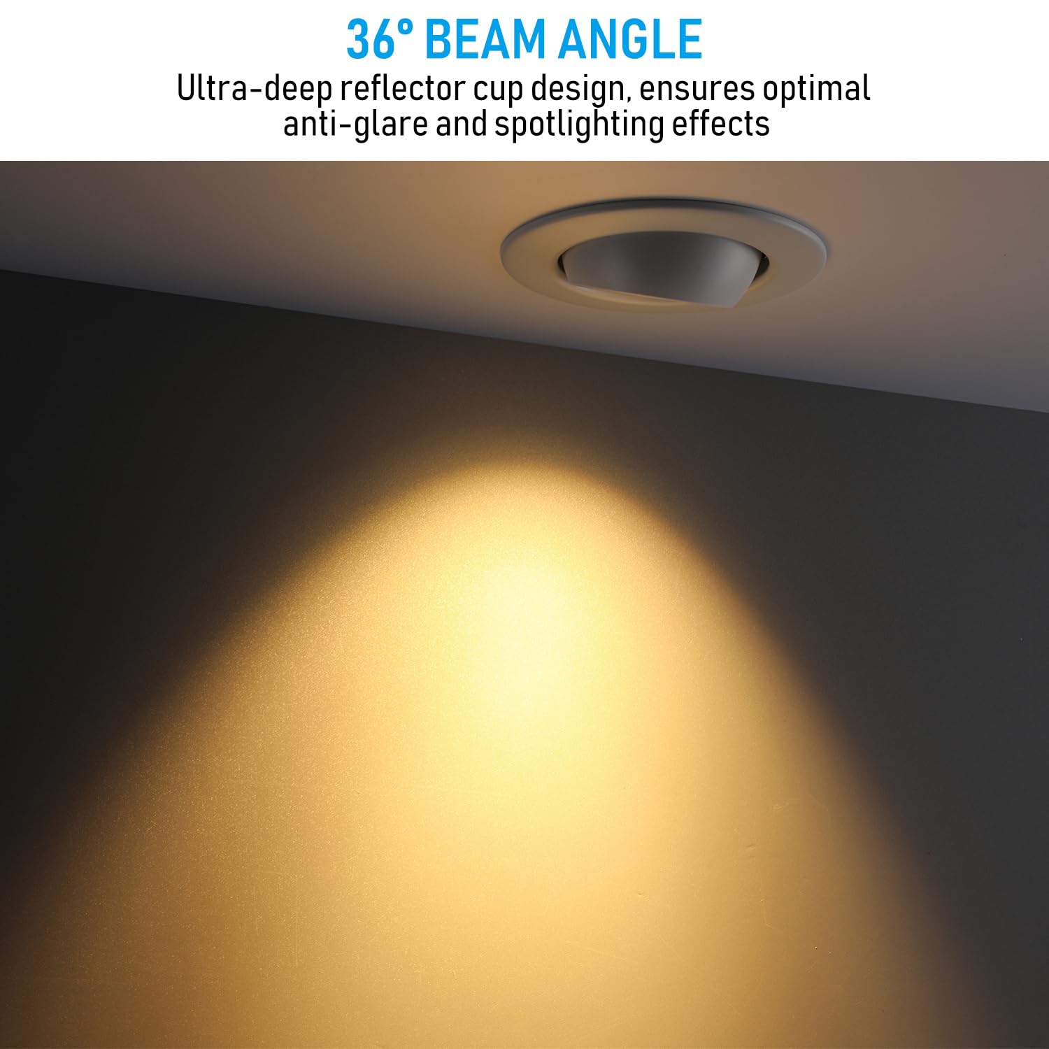 TORCHSTAR 6 Inch 5CCT Dimmable LED Gimbal Retrofit Recessed Light, 12W CRI90, Adjustable Spotlight, Pack of 4