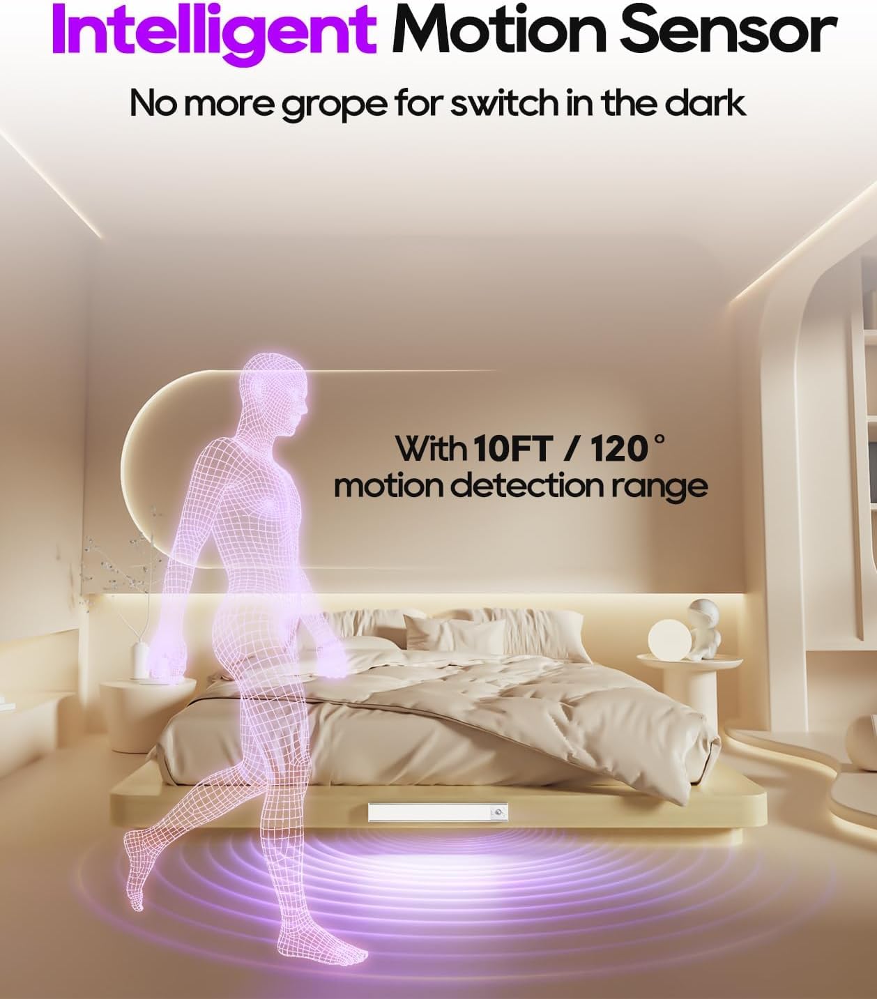 Auxoda Under Cabinet Lighting 2 Pack, Motion Sensor, Rechargeable, 13 Inch, White Light, Model GLS-C015-331mm