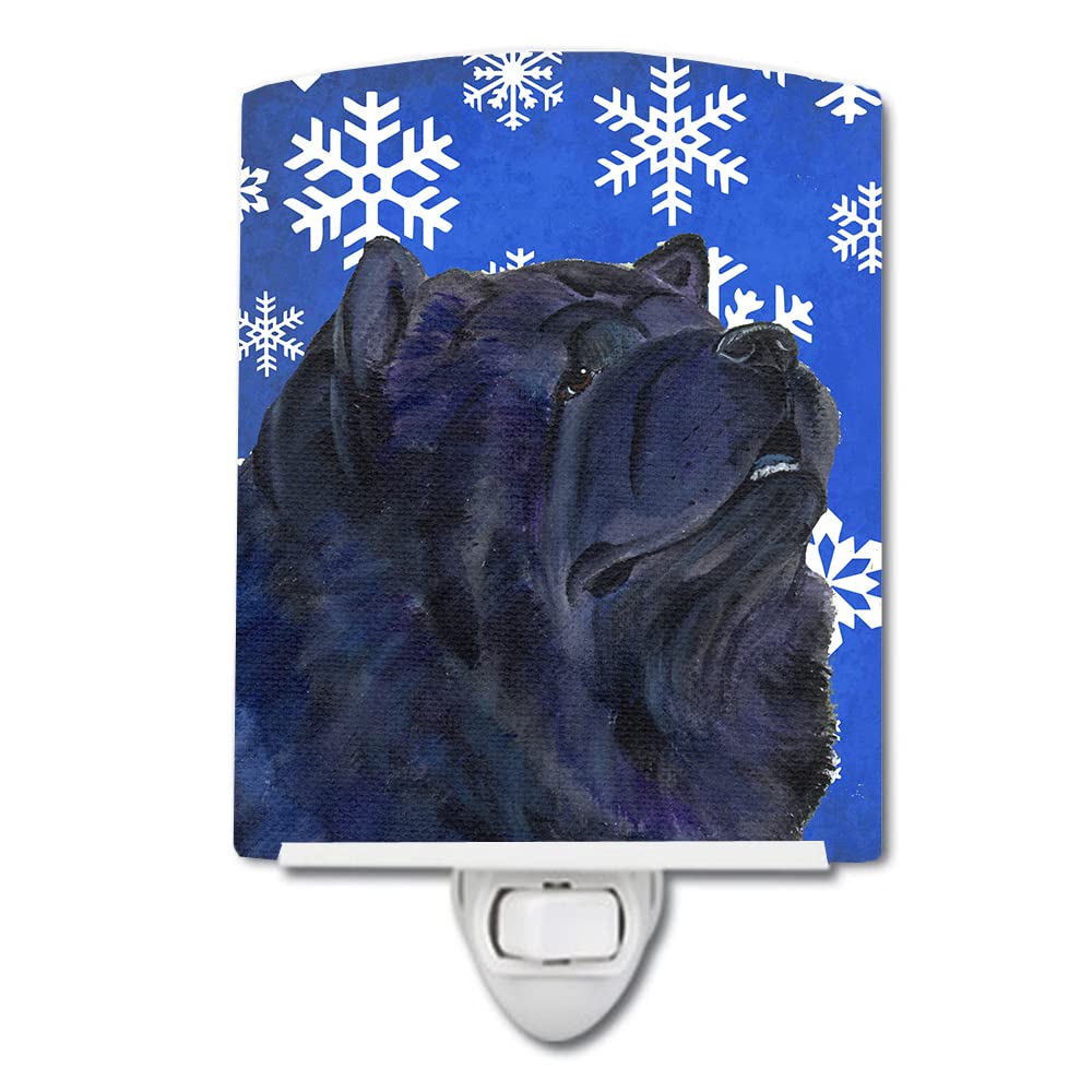 Carolines Treasures Ceramic Night Light - Chow Chow Winter Snowflakes, UL-Certified, 6x4x3 inches, Multicolor, Model SS4639CNL