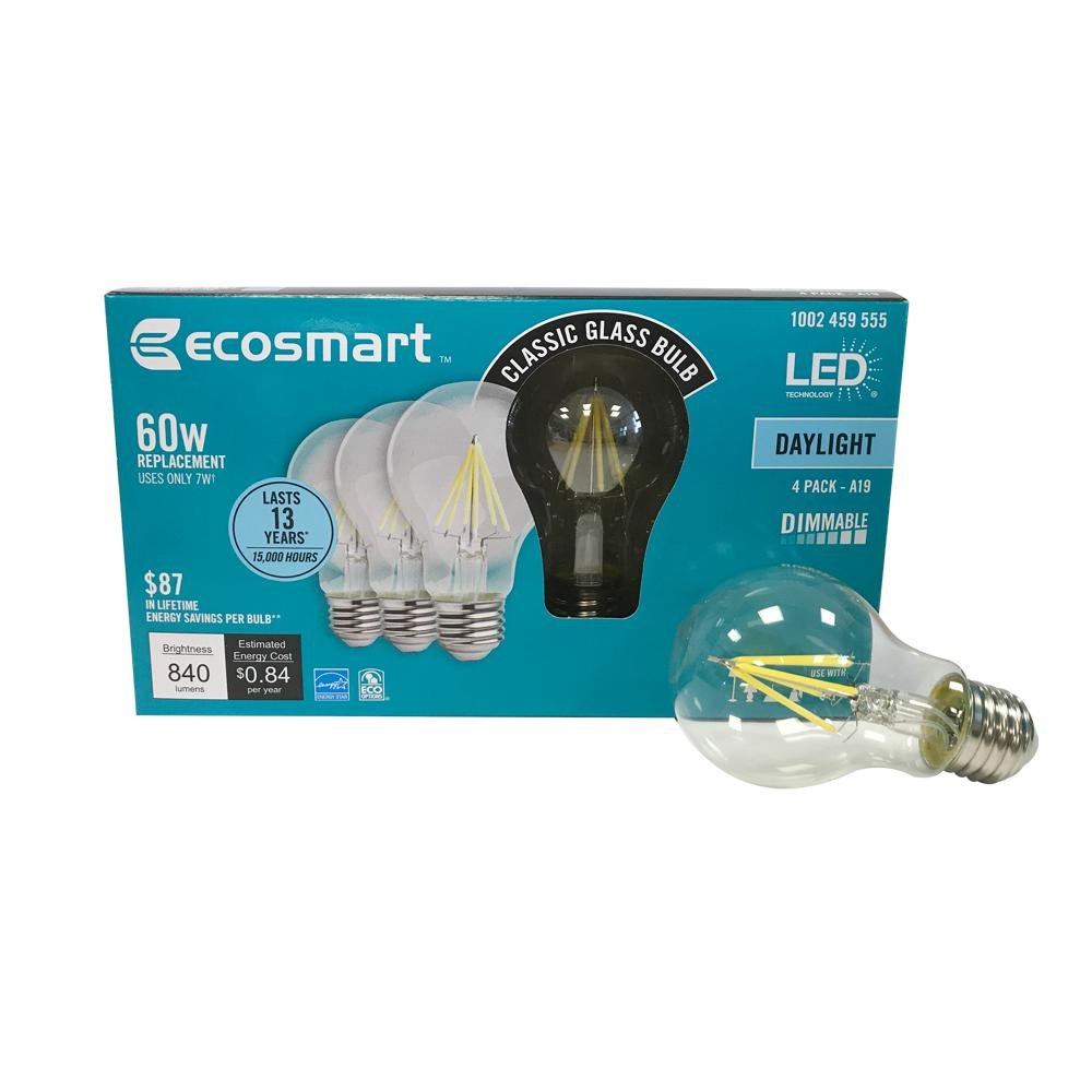 Ecosmart 60W Led Daylight Vintage A19 (60)