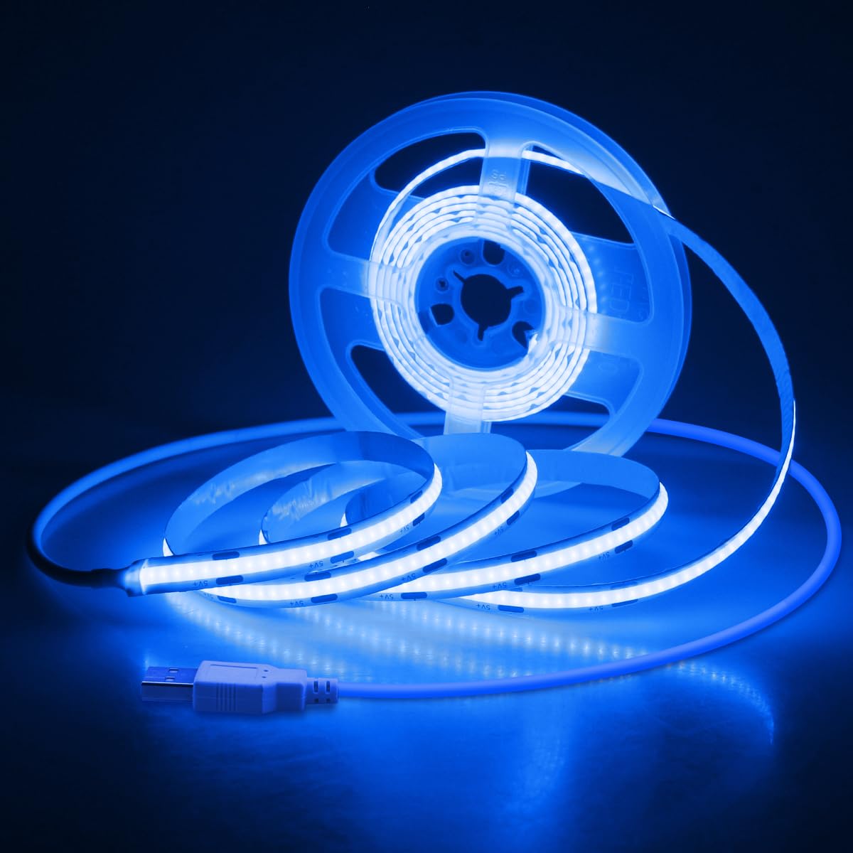 Aclorol LED Band Lights 5V USB 6.56FT/2M 640 LEDs Blue Indoor Rope Lights for Bedroom Not Waterproof IP20 CRI85+ Flexible LED Light for TV Backlight Living Room Party DIY Lighting