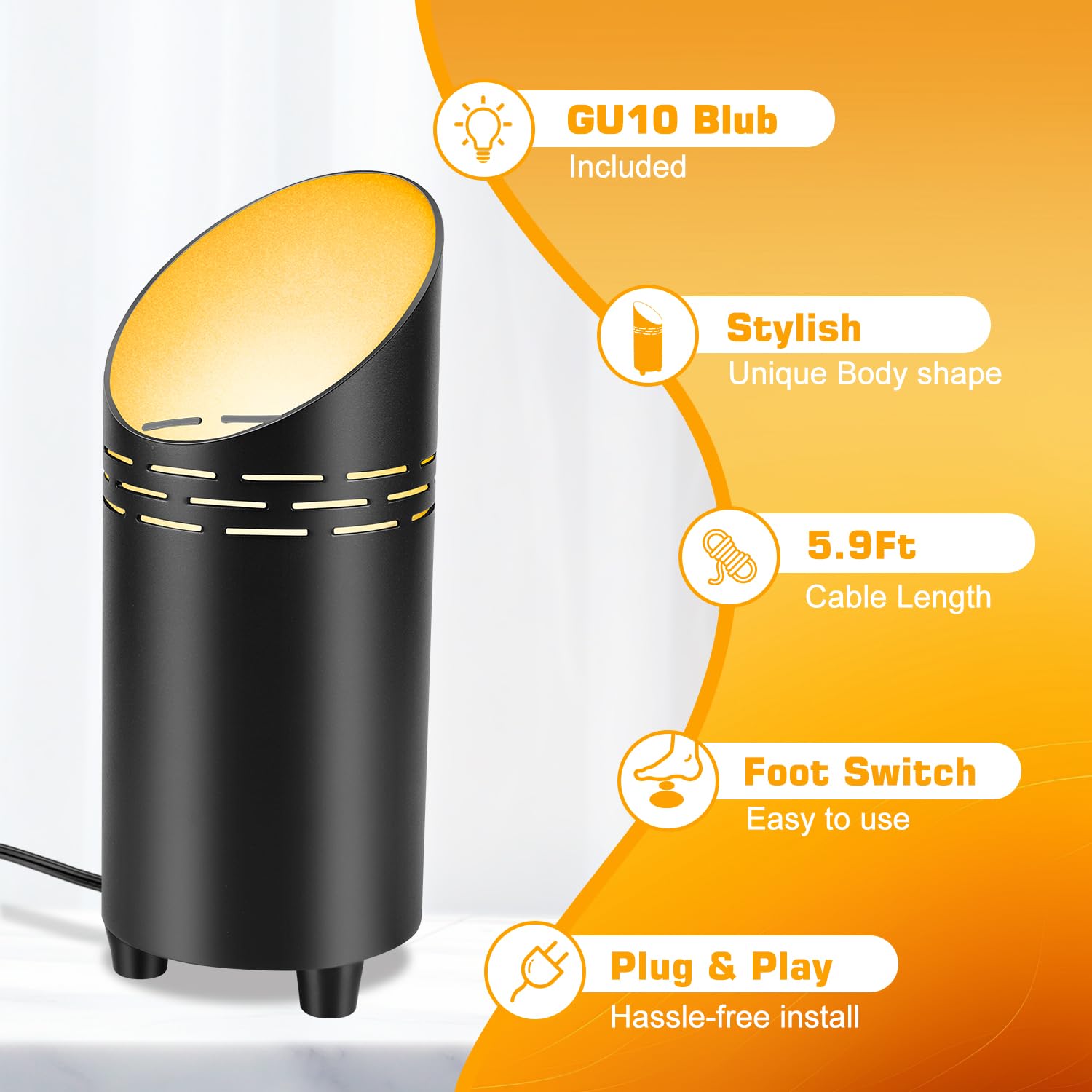 Linqelly 2 Pack Uplights Indoor Floor Can Lights 3000K Accent Lighting Spotlights Up Lights With Foot Switch For Living Room Cor