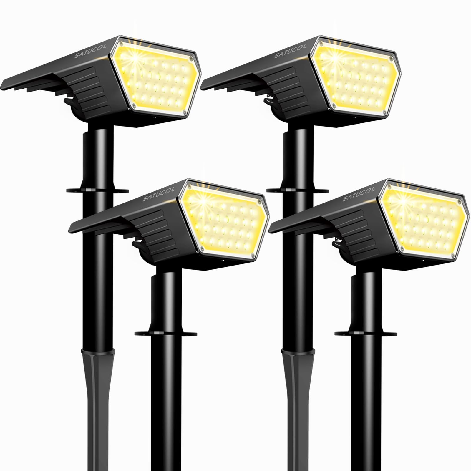 Satucol 2pack Solar Spot Lights Outdoor,Auto On/Off Solar Lights Outdoor Waterproof IP65,2-in-1 Solar Powered Outdoor Landscape 