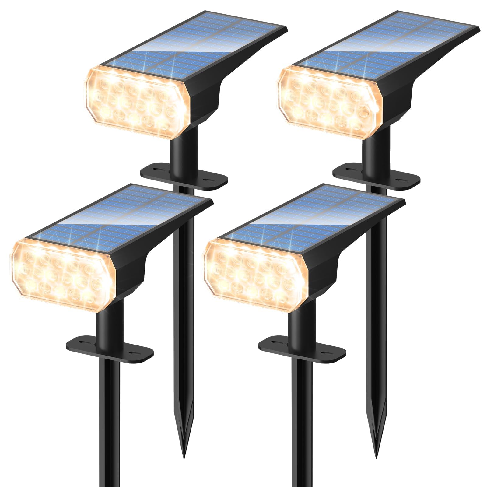 Dinglilighting Waterproof Solar Lights Outdoor: Ip65 Led Spot Light Decorations For Garden - 3 Lighting Modes Solar Powered For Yard - Halloween Christmas Lights Landscape Pathway Patios 4Pc Warm