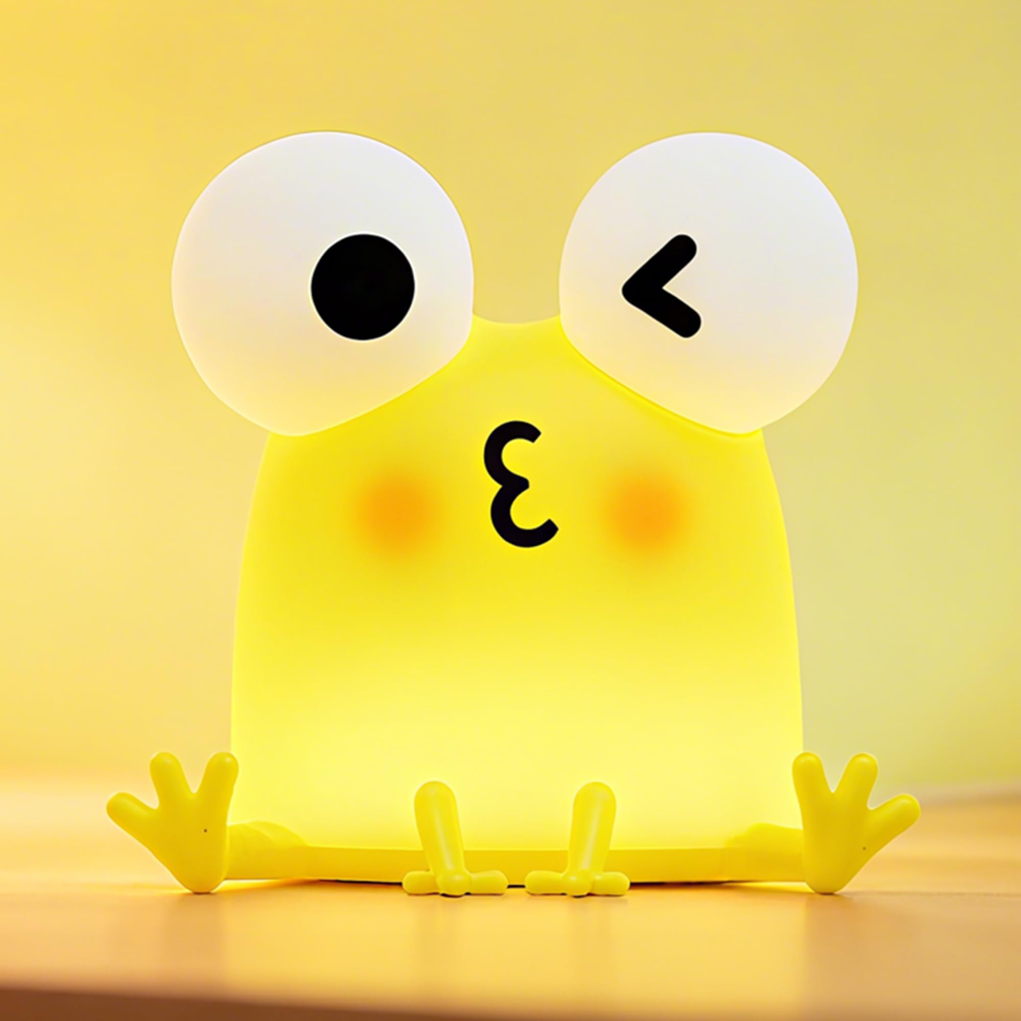 FAMIDUO Frog Night Light for Kids, Cute Funny LED Squishy Animal Silicone Lamp, Dimmable/Timer Nursery Night Light for Baby, Rec