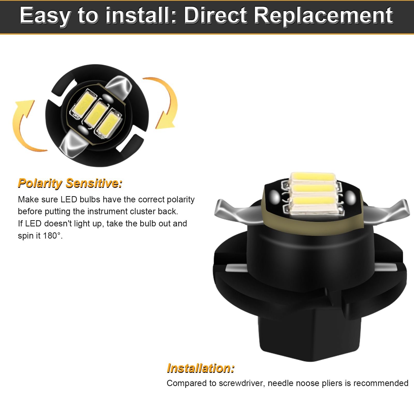 RAVSOFT Speedometer LED Bulbs Kit, Compatible with 2002-2006 Dodge Ram 1500 2500 3500, White, Pack of 14