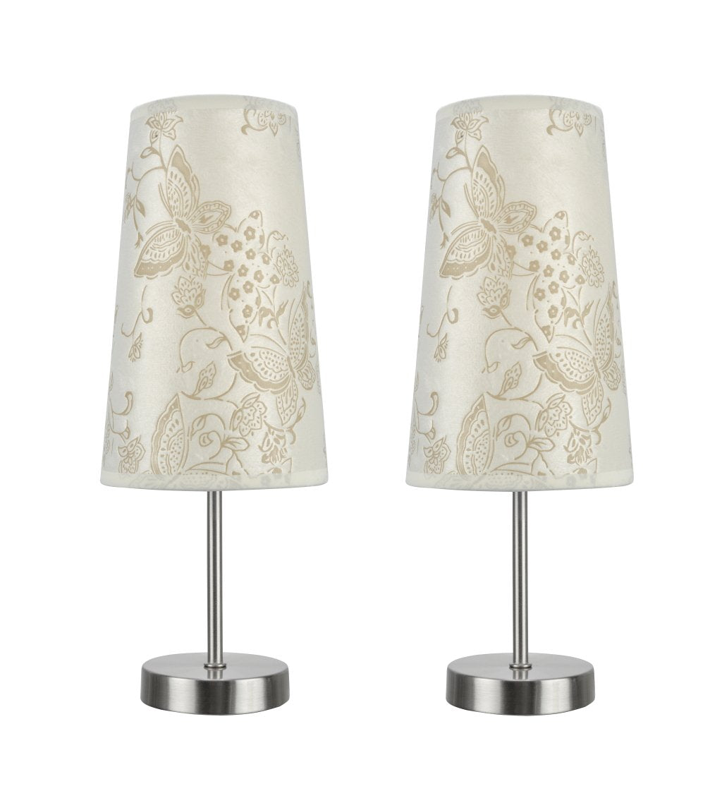 Aspen Creative 40084-9, 2-Pack Set-1 Light Candlestick Table Lamp, Contemporary Design in Satin Nickel, 14 1/4&quot; High, Butterfly