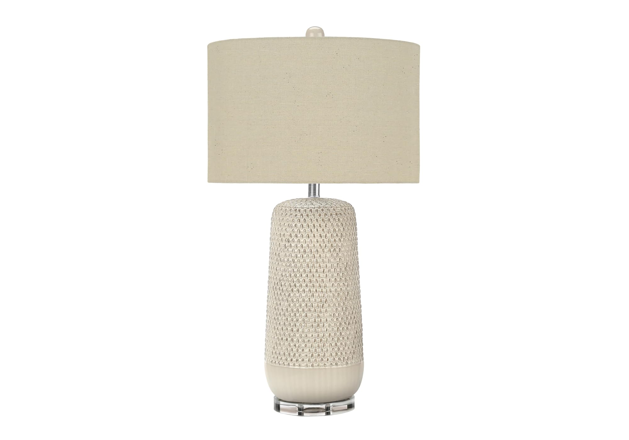 Monarch Specialties I 9605 Table Lamp, Cream Ceramic, Beige Shade, 17inL x 17inW x 31inH