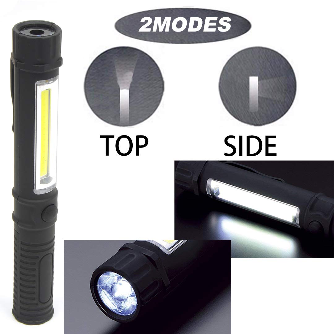 WUTL COB LED Work Flashlight, Magnetic Base, Clip, 8 Pack, Plastic, Model Zye-gjpl-21, 8pcs Flashlight