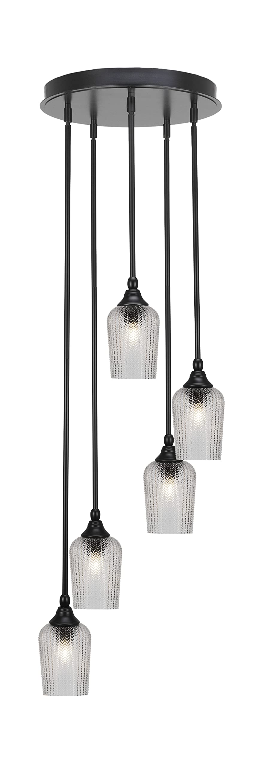 Empire 5 Light Cluster Pendalier in Matte Black Finish (2145-MB-4250)