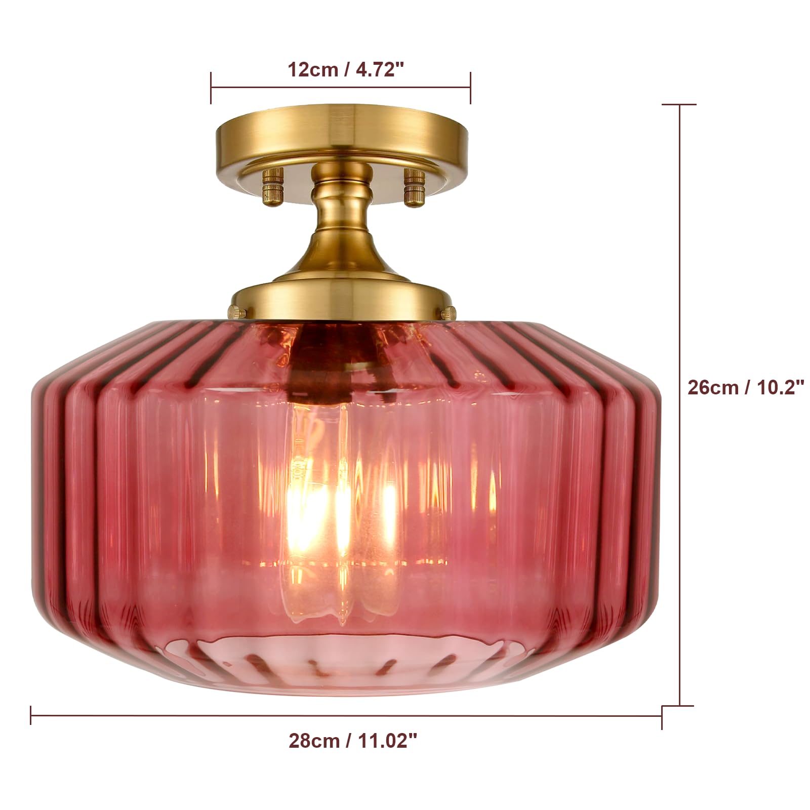 Qepeety 2 Pack Ceiling Light Gold Modern Ceiling Light Fixtures With Purple Glass Shade  Indoor Globe Flush Mount Lighting For Hallway  Kitchen  Entryway  Bulb Not Included