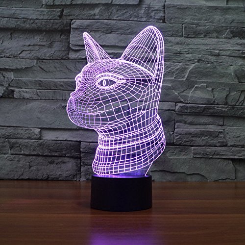 Superniudb 3D Cat Night Light Acrylic 3D Led Usb 7 Color Change Led Table Lamp Xmas Toy Gift