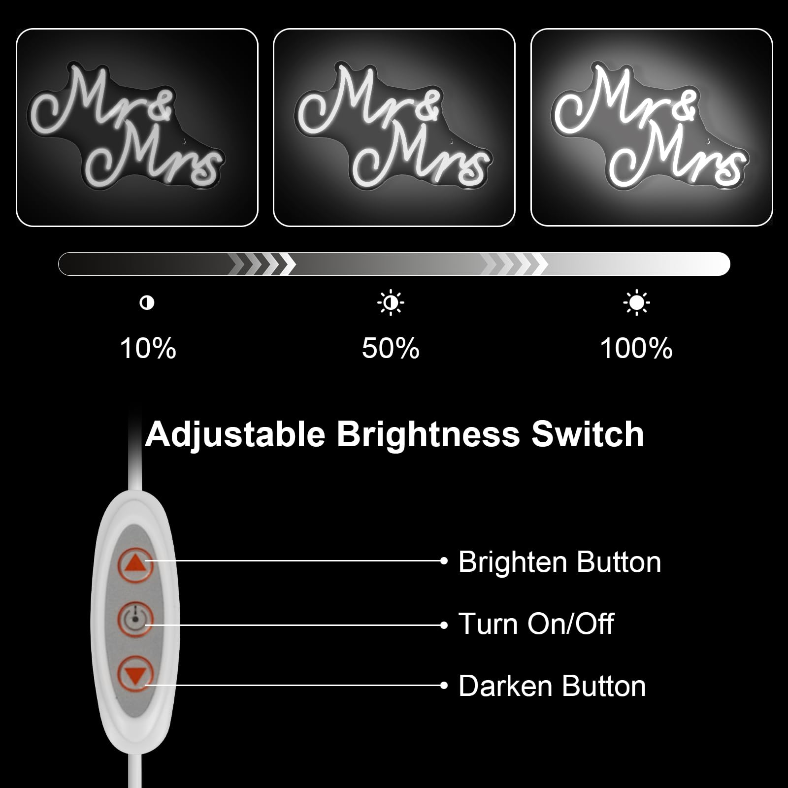 Mr And Mrs Neon Sign For Wedding, Dimmable Usb Mr And Mrs Light Up Sign Led Neon Lights For Wall Bedroom Wedding Party Anniversary Valentines Day Girlfriend Engagement Bridal Shower Present