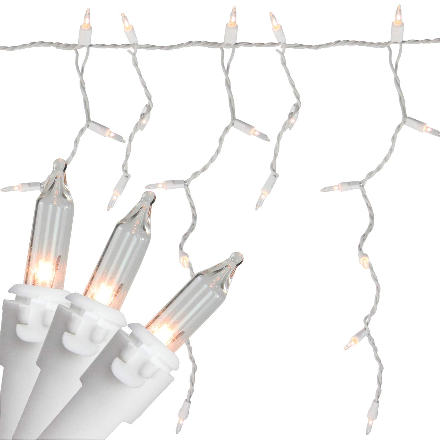Northlight 150-Count Clear Mini Icicle String Lights - 8.75 ft White Wire, Glass