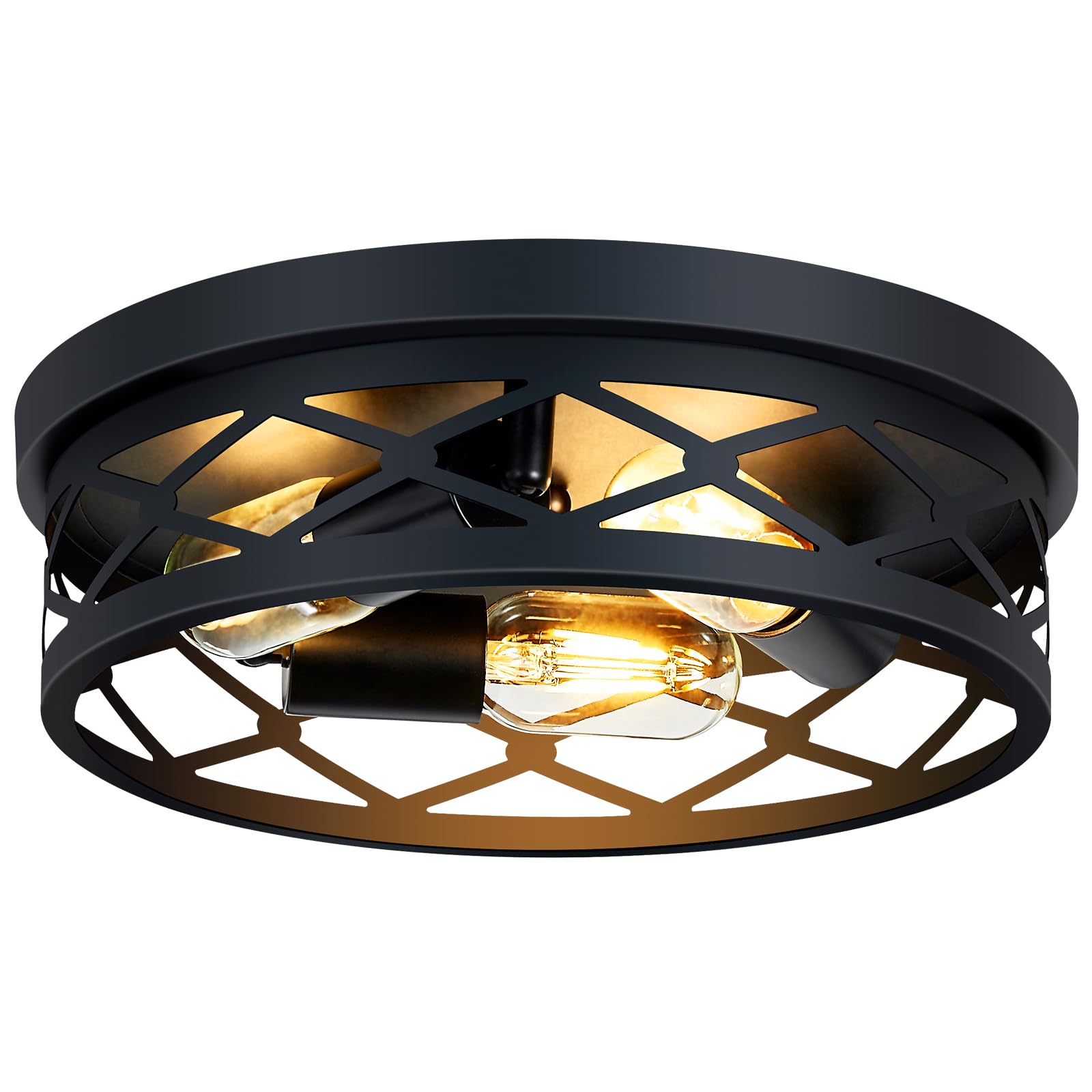 SKEJAO Flush Mount Ceiling Light Fixture, 3-Light Ceiling Light Fixture for Hallway, Black Hallway Light Fixtures Ceiling,Light 