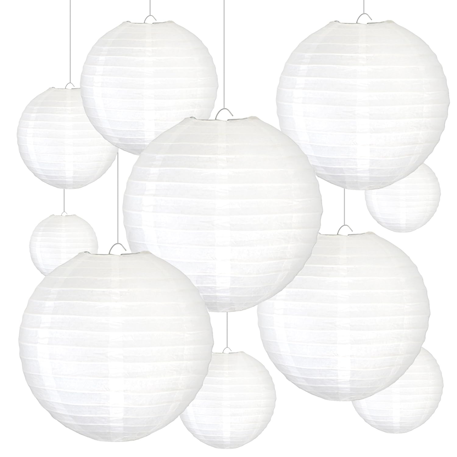 Novelty Place Paper Lanterns - 10 Inch, White, Pack of 10 - Great for Home, Party & Wedding Decorations