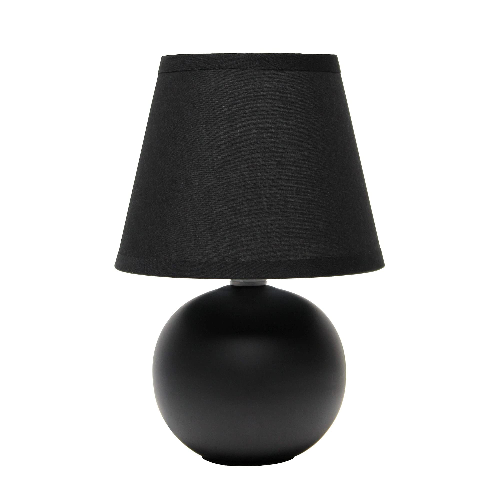 Creekwood Home Black Ceramic 8.66" Traditional Petite Table Lamp With Drum Shade