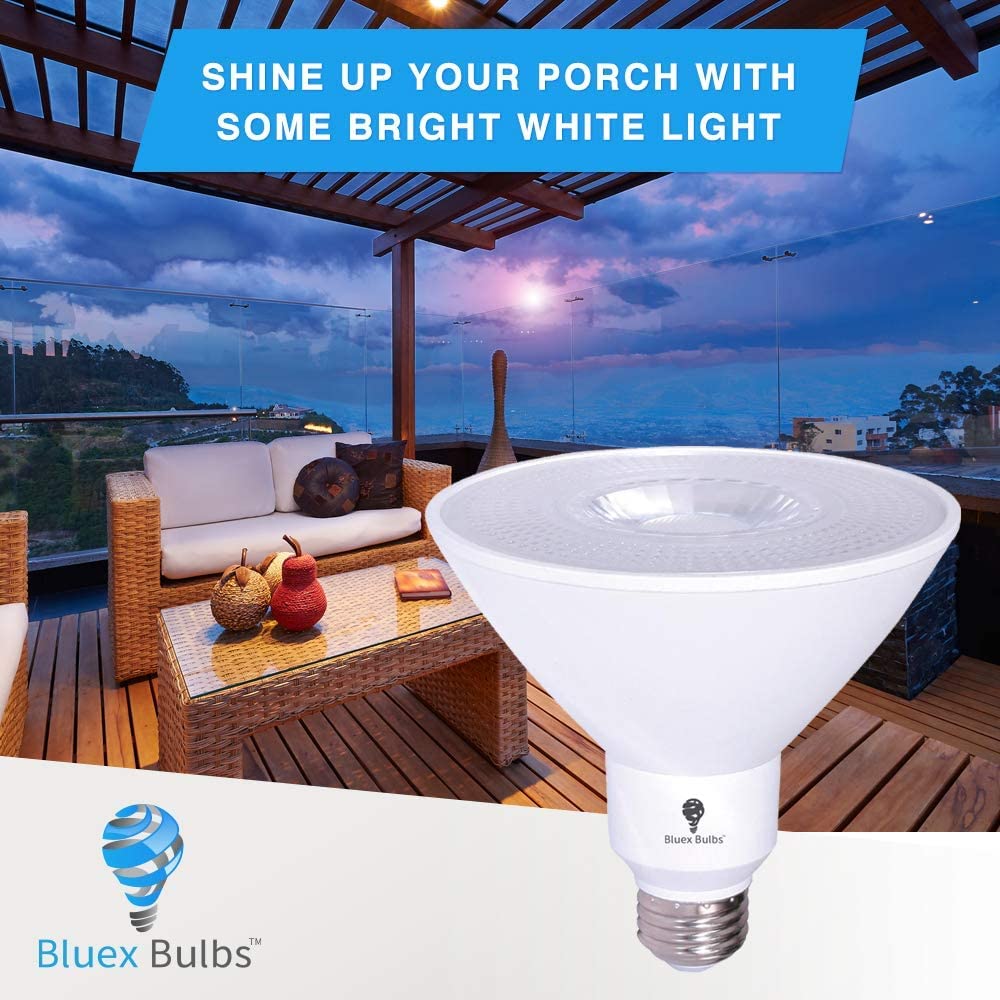 Bluex Bulbs 6 Pack PAR38 LED Flood Light 17W 1700 Lumens Waterproof 4000K Cool White Dimmable for Security, Backyard, Garage