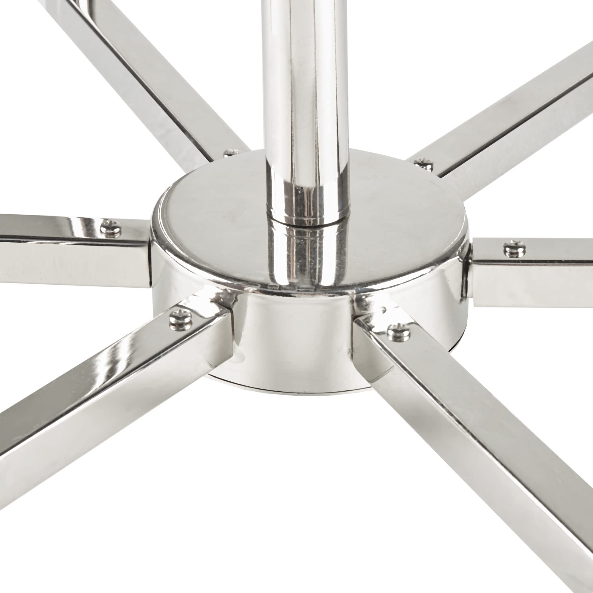 INK+IVY Renzetti Chandelier, Adjustable Rod Ceiling Light, 6 Bulbs, Iron, Silver, 23inDia x 13.25inH-49inH, Model II150