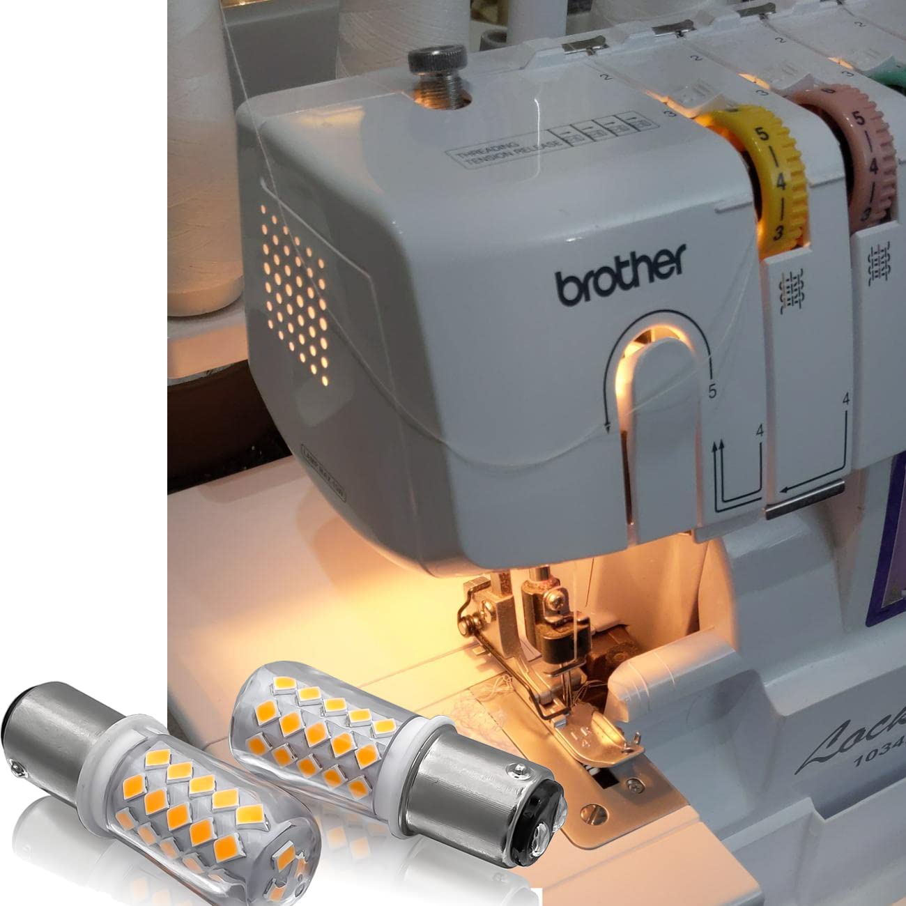 Kakemono Dimmable Ba15D Led Double Contact Bayonet Base 120Volt 4W Sewing Machine Bulb,50W Halogen Replacement,Soft Warm White 2