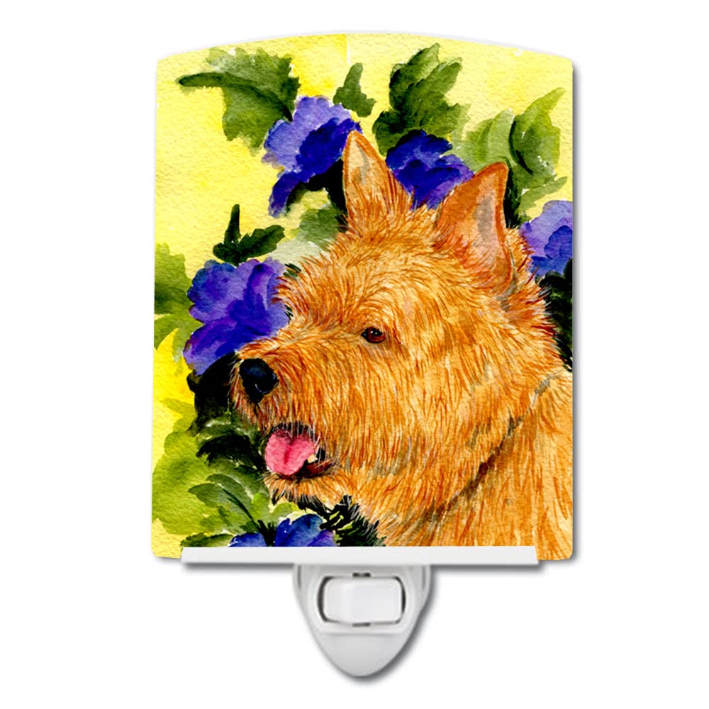Caroline'S Treasures Ss8421Cnl Norwich Terrier Ceramic Night Light Compact, Ul-Certified, Ideal For Bedroom, Bathroom, Nursery, Hallway, Kitchen, 6X4X3, Multicolor