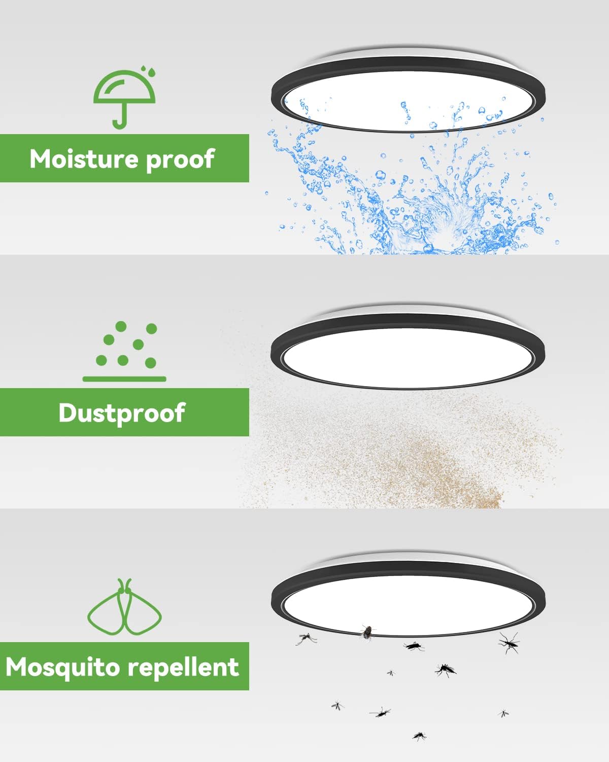 Zemty 2Pack 16.5 Inch Led Flush Mount Light, 36W 4200Lm Super Slim Ceiling Light Fixtures, 3000K/4500K/6500K Selectable Ceiling