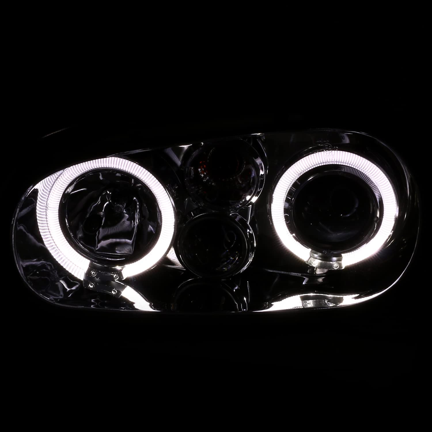 SPEC-D Tuning Projector Headlights for 1999-2006 VW Golf/GTI, Chrome Housing Clear Lens, Model LHP-GLF99-TM, Left + Right Pair