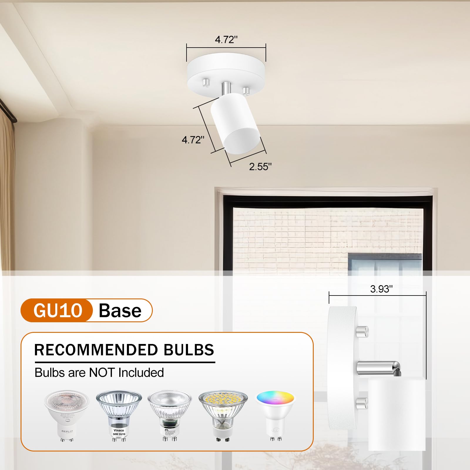 Track Lighting White, Modern Track Lighting Fixtures Ceiling For Kitchen, 1 Way Led Spot Lighting, Rotatable Track Head,Wall Mou