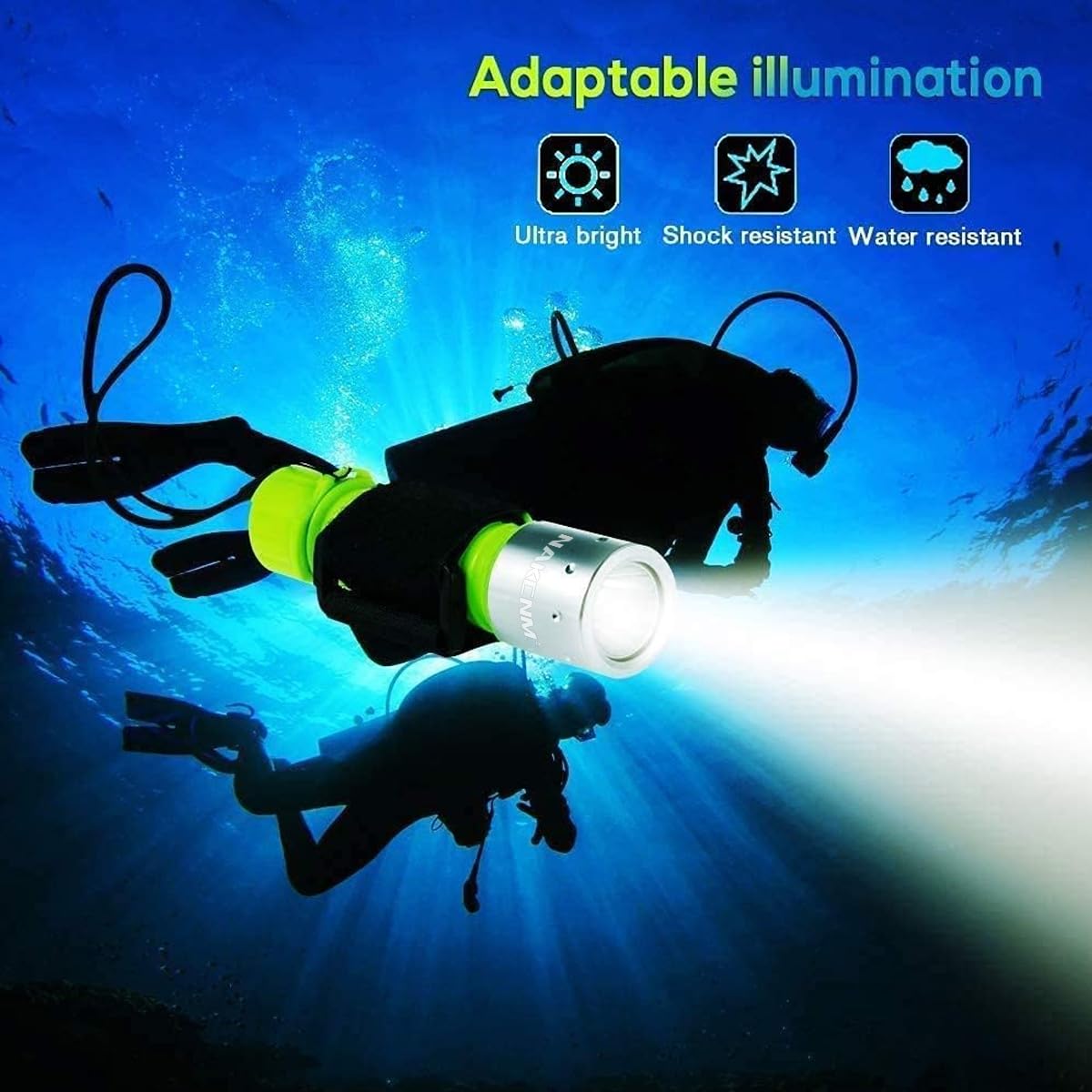 2 Pack Diving Flashlight,Supper Bright LED Diving Light Scuba Safety Light 3 Modes Underwater Torch for Scuba Diving or Other Un