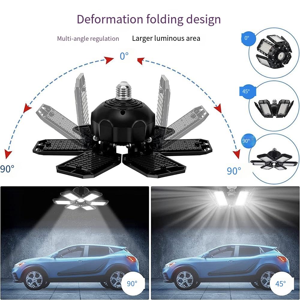 ANYPOWK LED Garage Light - 15000 Lumen, 150W, Six Leaf Design, 2-Pack, Daylight