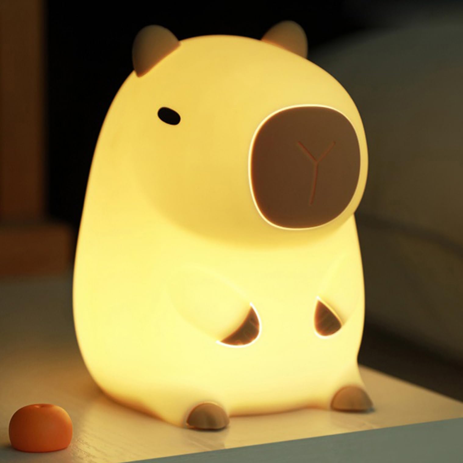 Cute Capybara Night Light,LED Squishy Animal Night Lamp,Soft Silicone Novelty Nightlight,Kids Funny Capybara Lamp Gifts,2 Level 