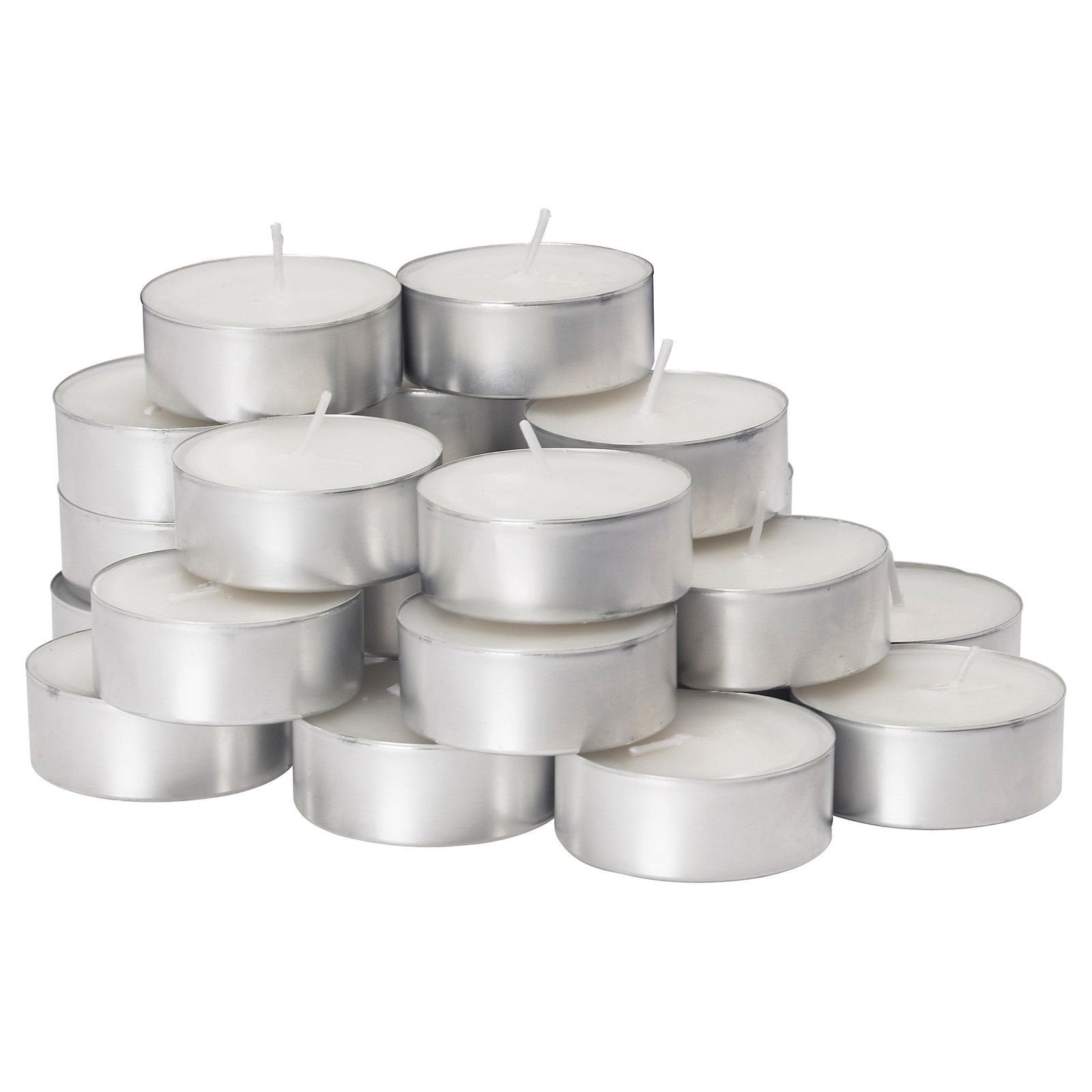 Light In The Dark 250 Pack Tealight Candles - White Unscented Wax in Metal Cups, 3 Hour Burn Time, Ideal for Weddings & Events